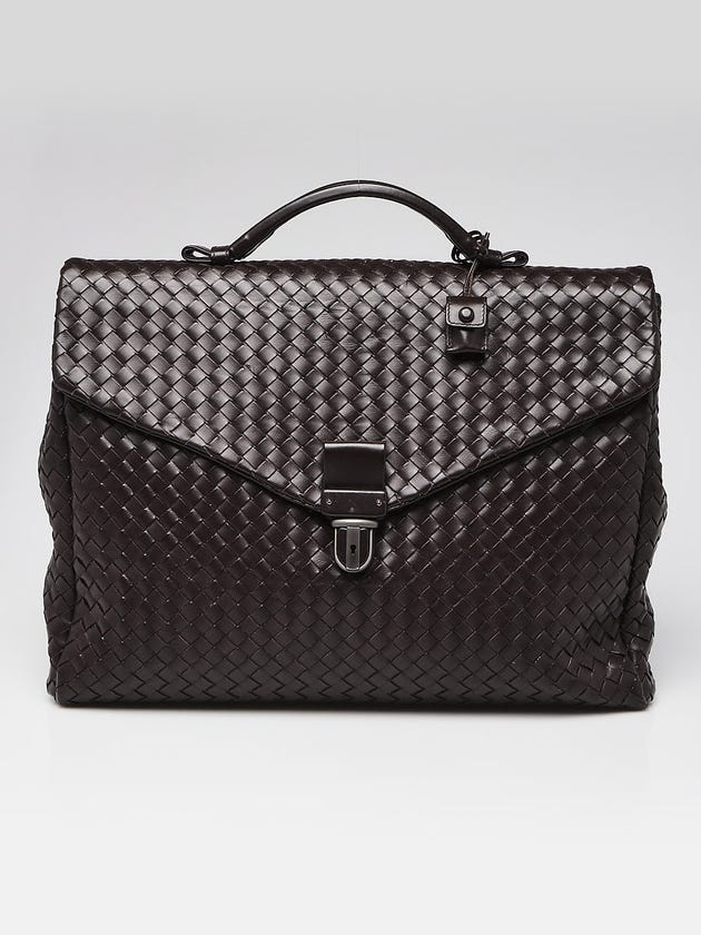 Bottega Veneta Dark Sergeant Intrecciato Woven VN Leather Briefcase