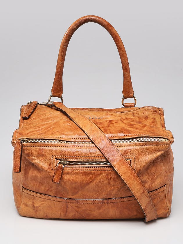Givenchy Medium Brown Wrinkled Sheepskin Leather Medium Pandora Bag