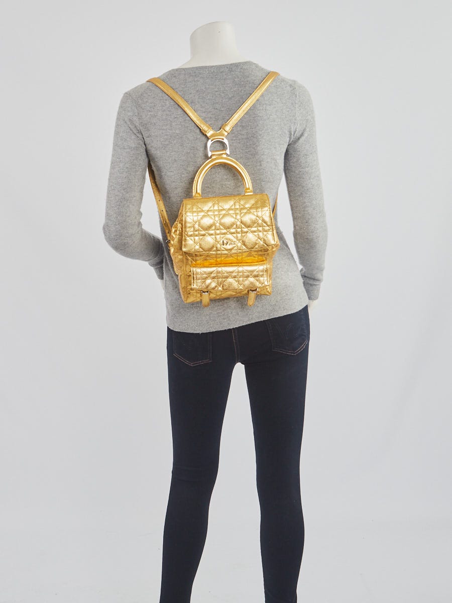 Christian Dior Metallic Gold Cannage Quilted Leather  display picture 1