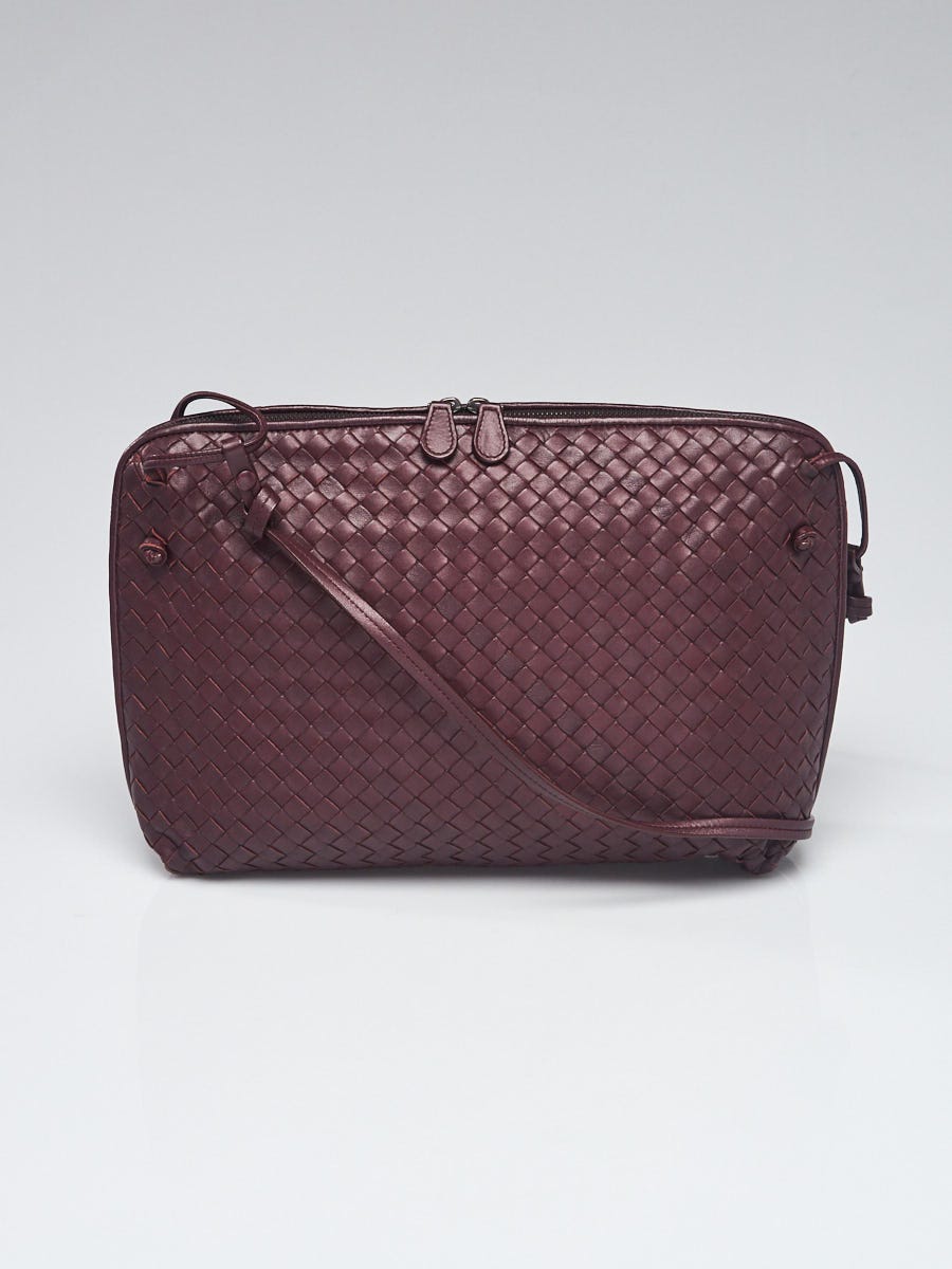 Bottega Veneta Burgundy Intrecciato Leather Nodini Crossbody Bag