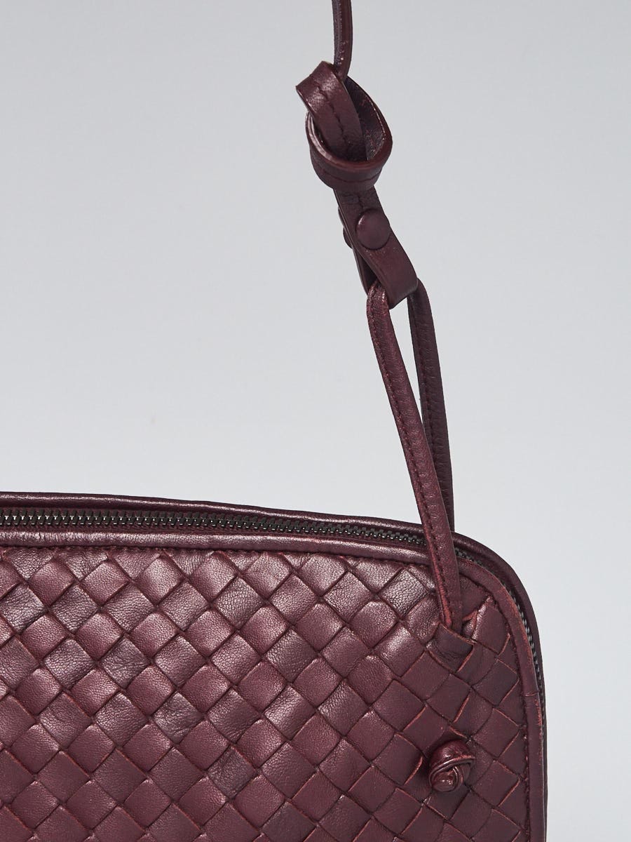 Bottega Veneta Burgundy Intrecciato Leather Nodini Crossbody Bag