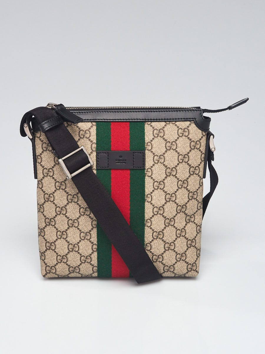 Gucci Beige/Ebony GG Supreme Canvas and Leather Web Messenger Bag Gucci