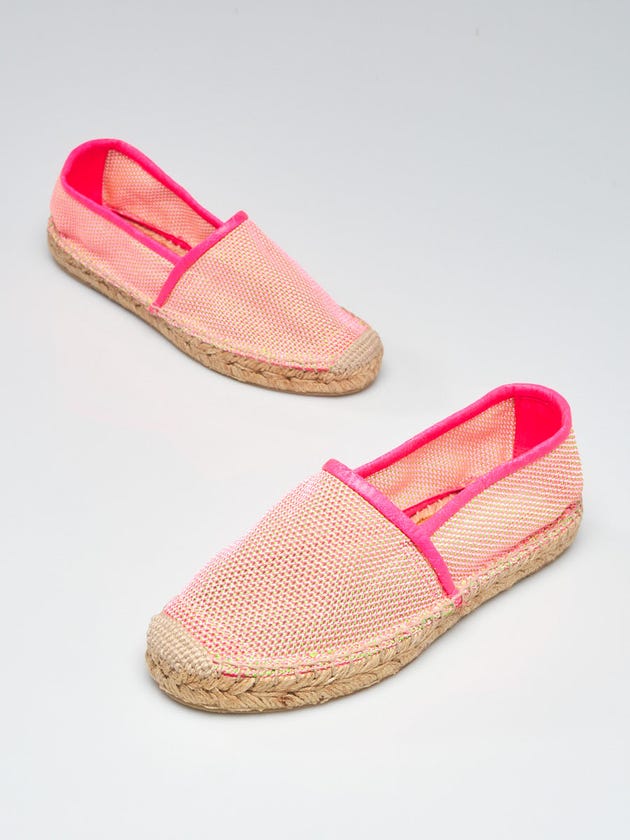 Stella McCartney Neon Pink/Green Mesh Espadrille Flats Size 5.5/36
