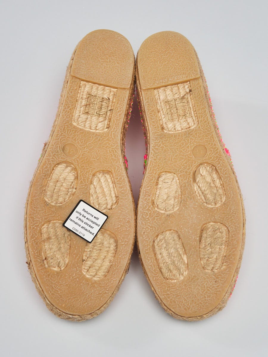 Stella McCartney Neon Pink/Green Mesh Espadrille Flats Size