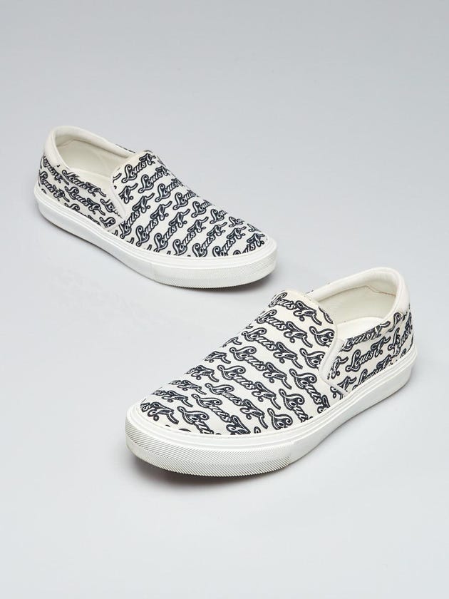 Louis Vuitton White Canvas Trocadero Slip On Sneakers Men's Size 9