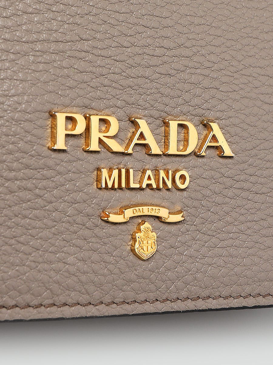 Prada Grey Vitello Daino Leather Shoulder Bag 1BD159 Prada Grey Vitello Daino Leather Shoulder Bag 1BD159