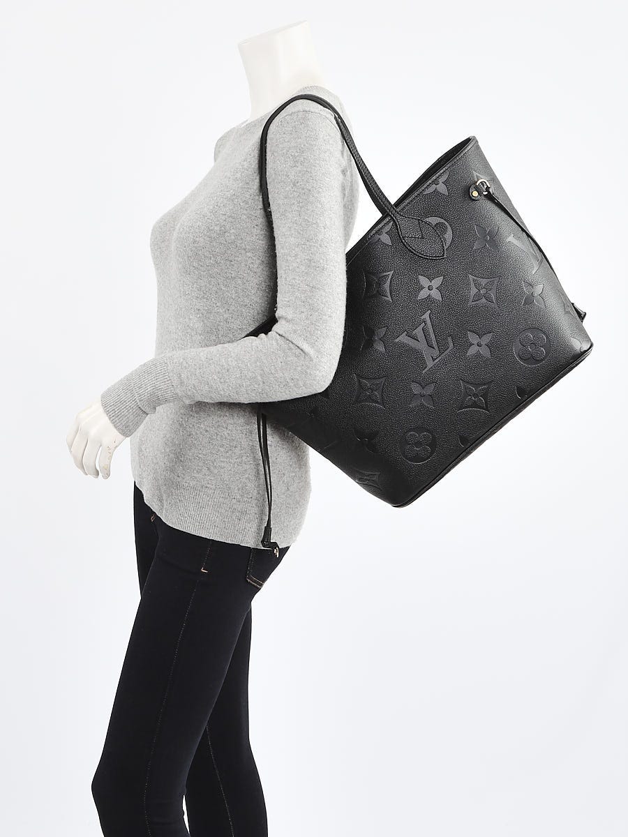 Louis Vuitton Black Monogram Giant Empreinte Leather Neverfull MM NM Bag -  Yoogi's Closet