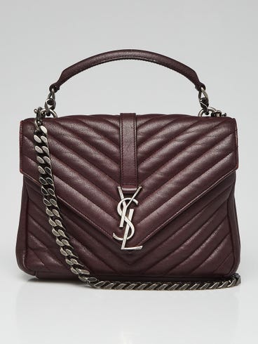Yves Saint Laurent Burgundy Quilted Leather Monogram Medium