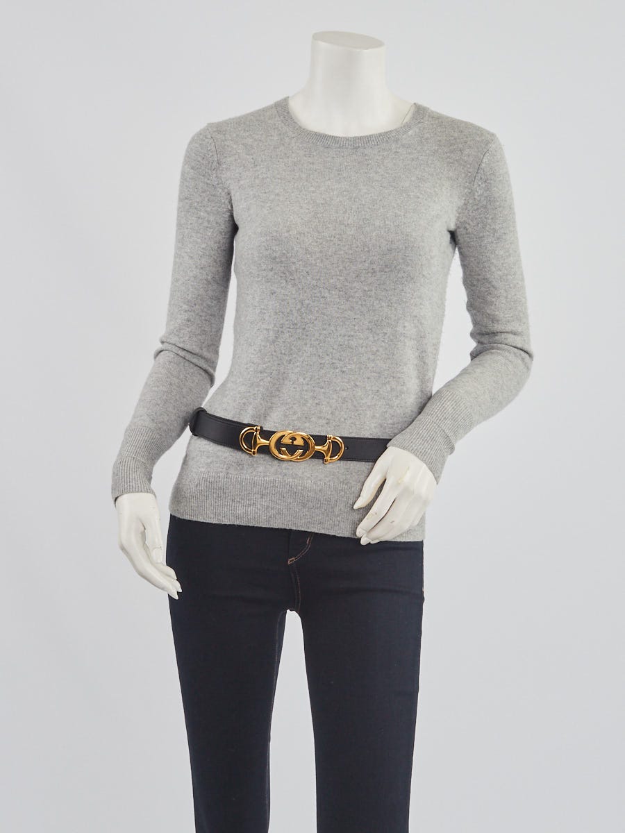 Gucci Black Smooth Leather Zumi Slim Belt Size 85/34  display picture 3
