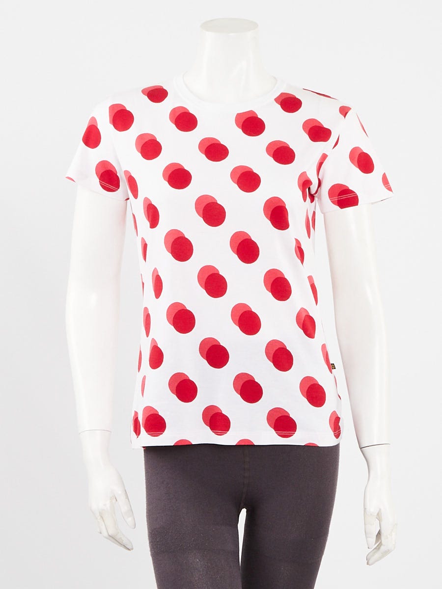 Louis Vuitton Red/White Polka Dot T-Shirt Size Small
