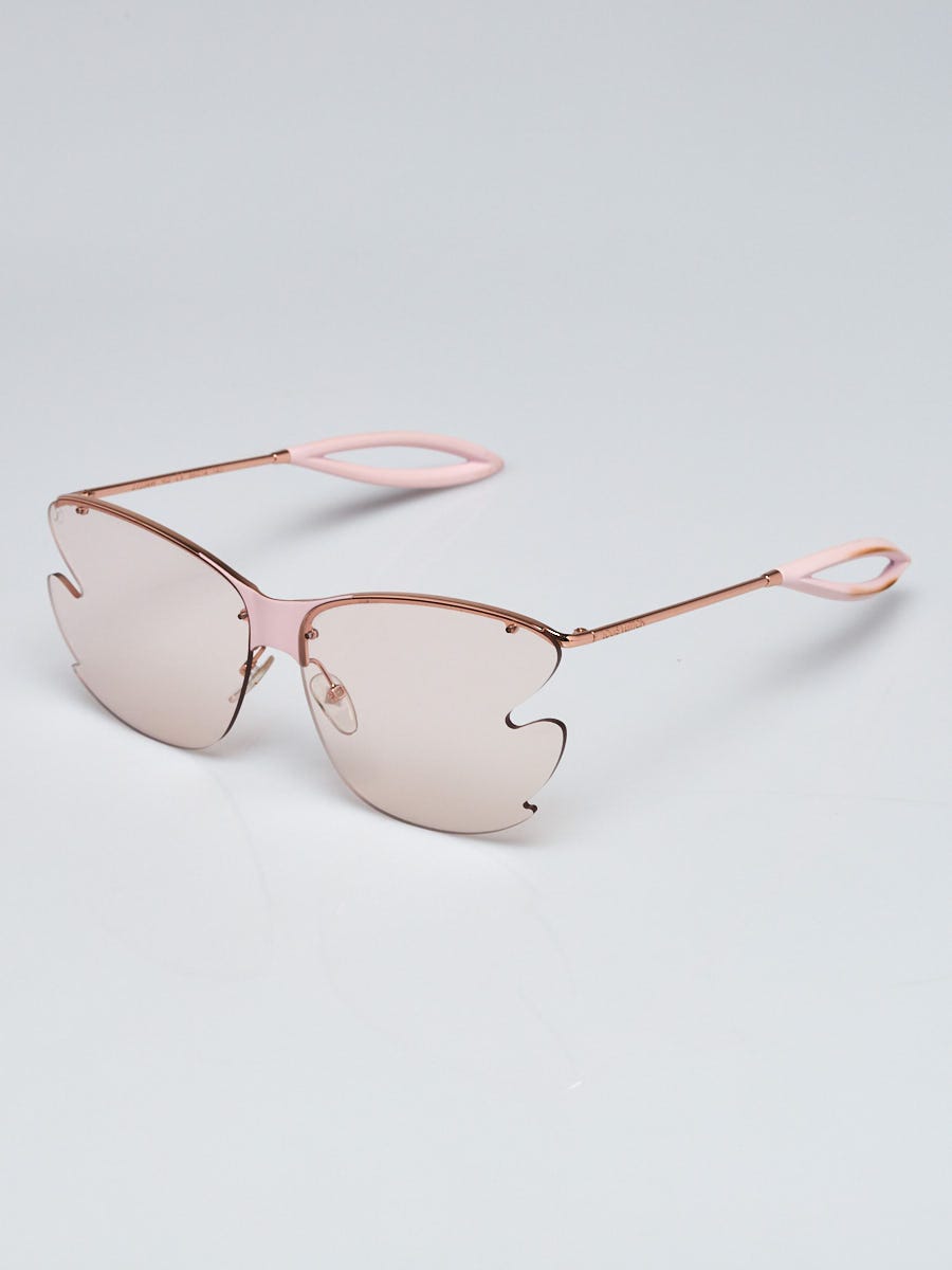 Louis Vuitton Pink/Gold Metal Bohemian Vuittony Cutout Pink Lens Sunglasses  - Z1234W - Yoogi's Closet