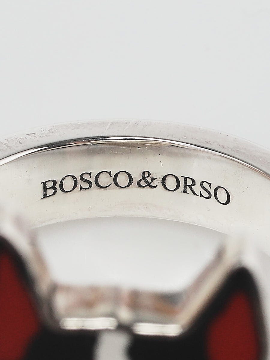 Gucci Sterling Silver Bosco and Orso Boston Terrier Dog GG Ring