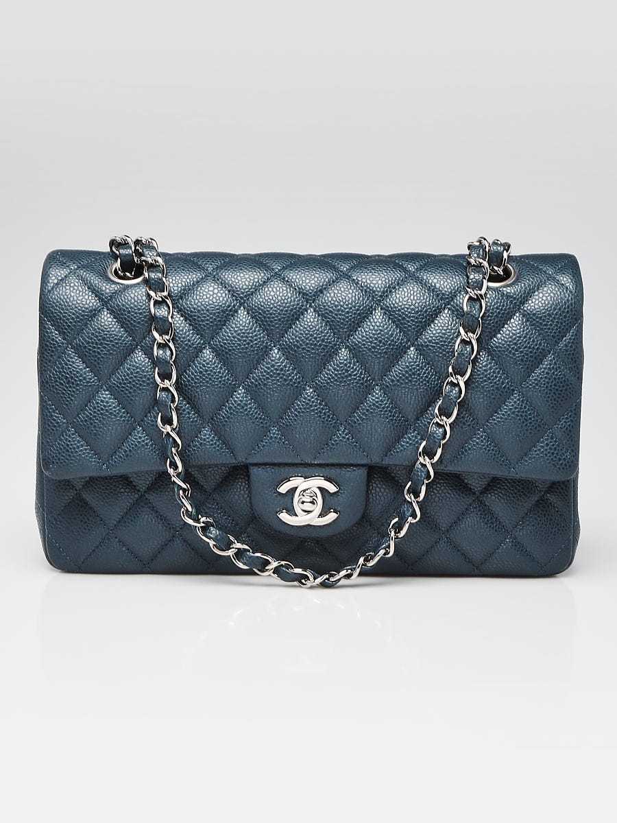 Chanel Blue Quilted Caviar Leather Classic Medium Double Flap Bag