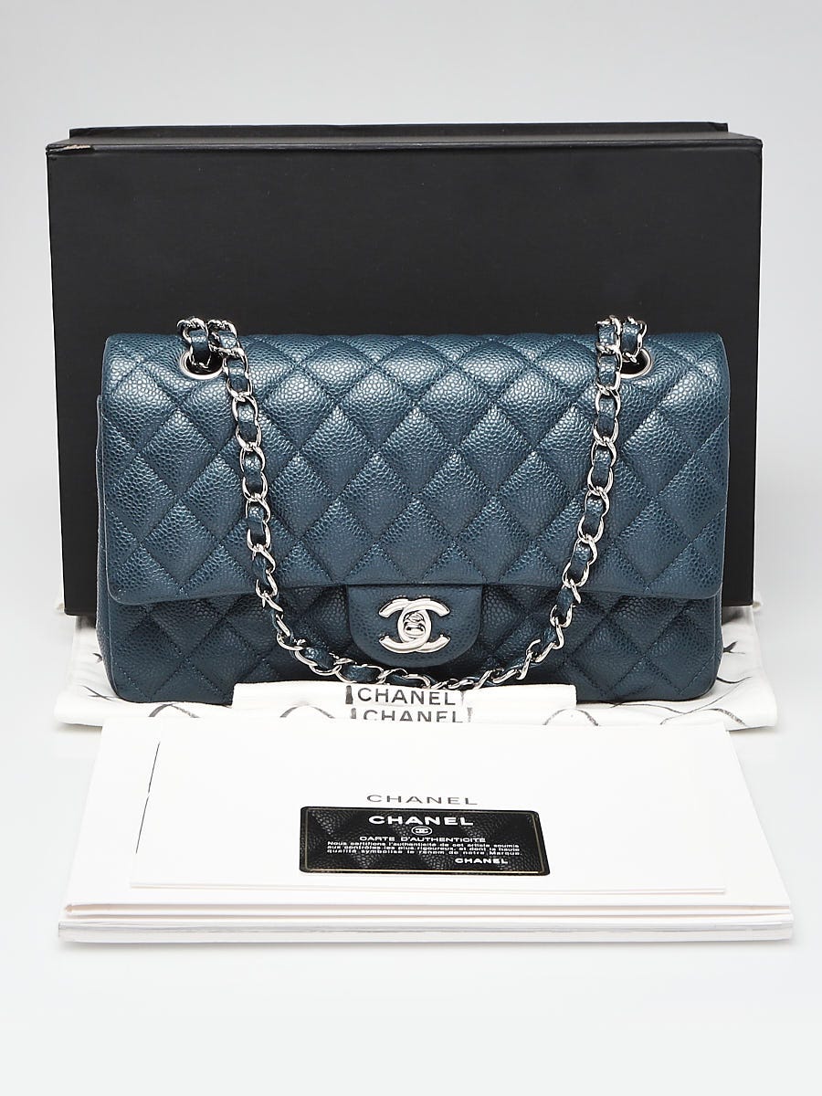 Chanel Blue Quilted Caviar Leather Classic Medium Double Flap Bag