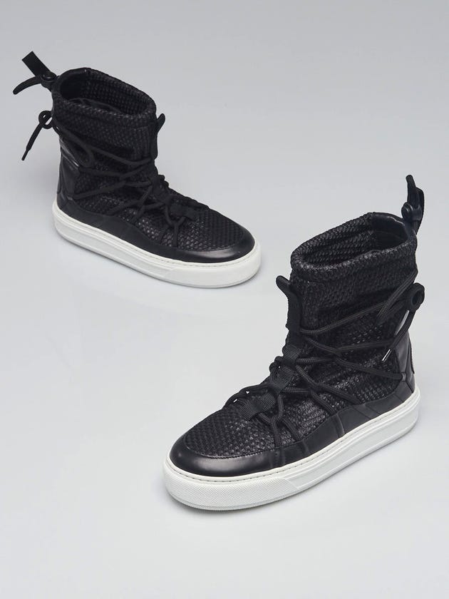 Christian Dior Black Leather/Mesh Resille Dior Solar Flat Boots Size 6.5/37