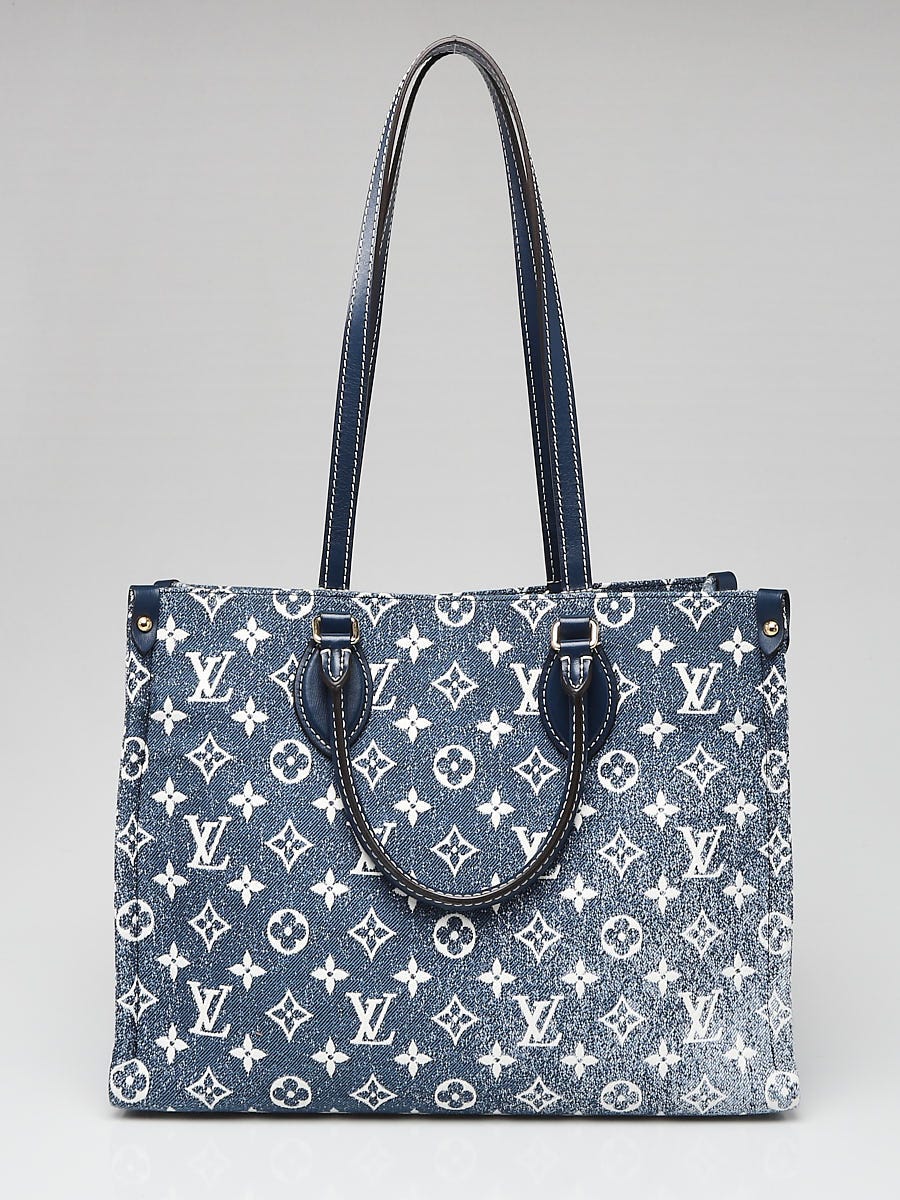 LOUIS-VUITTON Tote Bag Handbag Monogram denim Flat shopper Authentic
