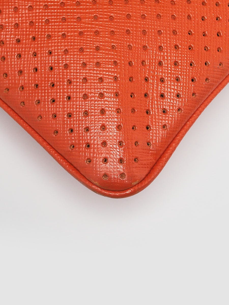 Prada Perforated Leather Wristlet Clutch Bag