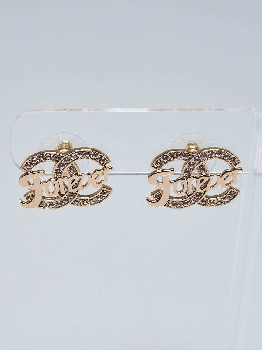 CHANEL Crystal CC Forever Earrings Gold 738232  FASHIONPHILE