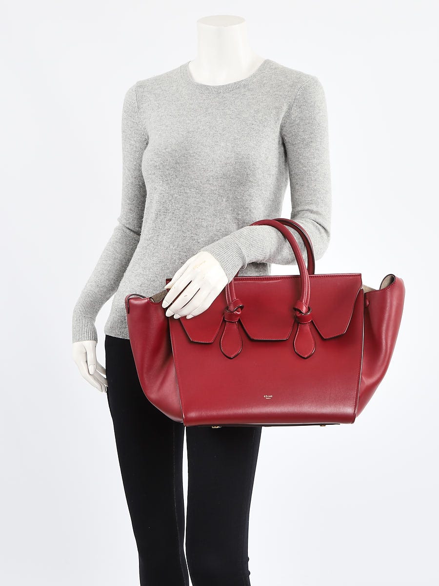 Celine Burgundy Smooth Leather Small Tie Tote Bag