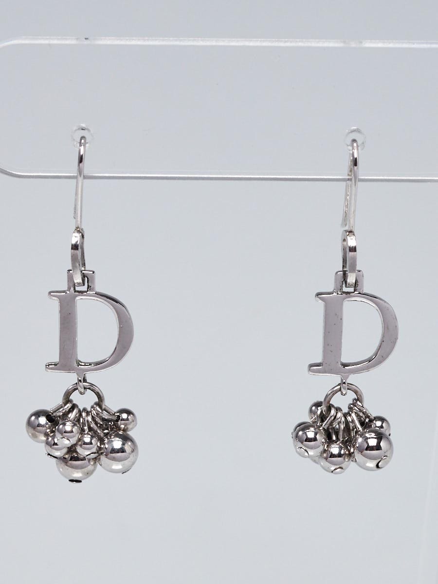 Christian Dior Silver Metal and Crystals Dangle Earrings