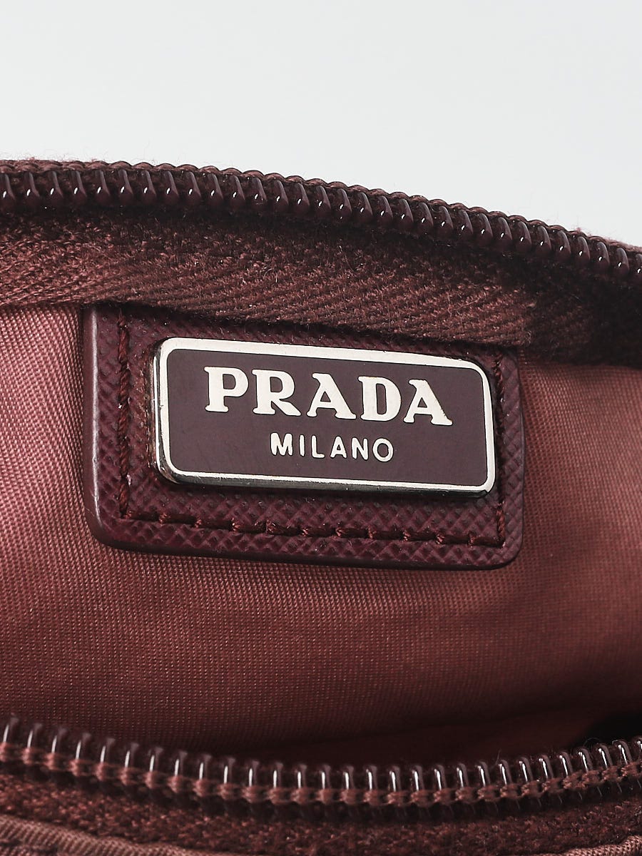 Prada brown outlet nylon medium cosmetic zip pouch