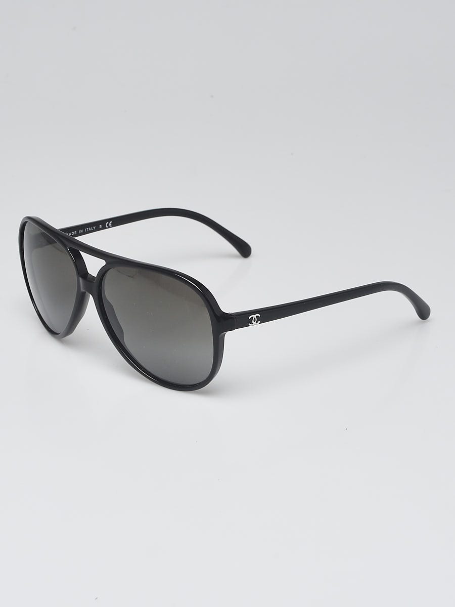 Chanel Black Acetate Frame Small 'CC Logo Aviator Sunglasses-5206 -  Yoogi's Closet