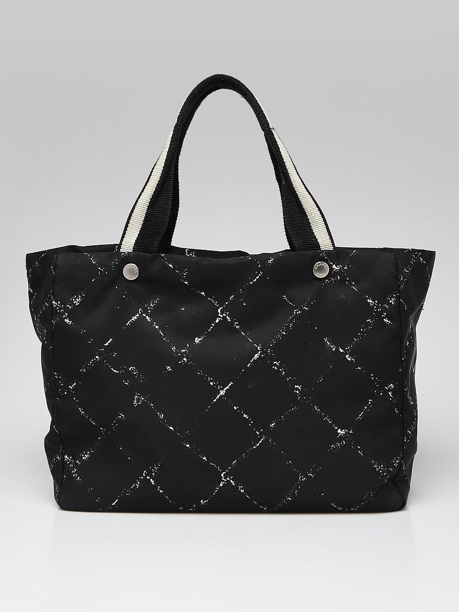 Chanel Black Quilted Patent Leather Tote Bag with Silver Hardware