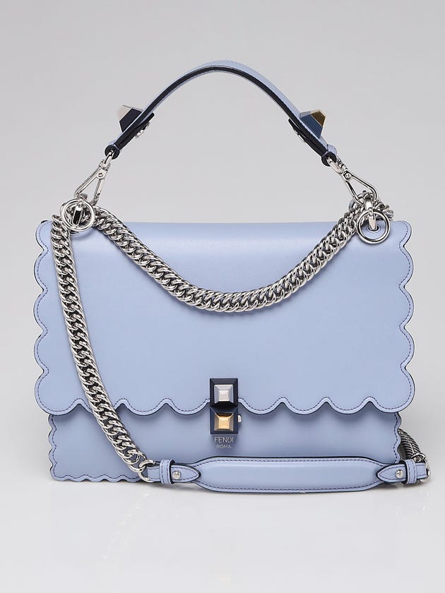 Fendi Light Blue Smooth Leather Kan I Medium Shoulder Bag 8BT283