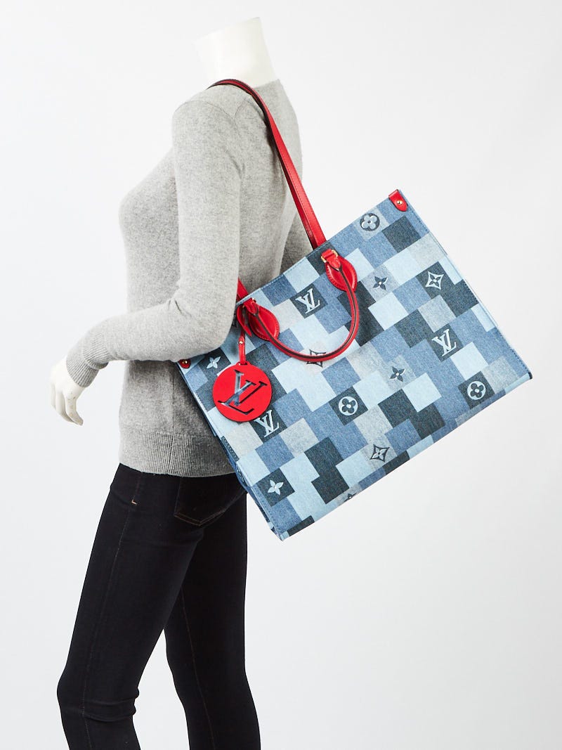 Onthego tote Louis Vuitton Blue in Denim - Jeans - 28349117