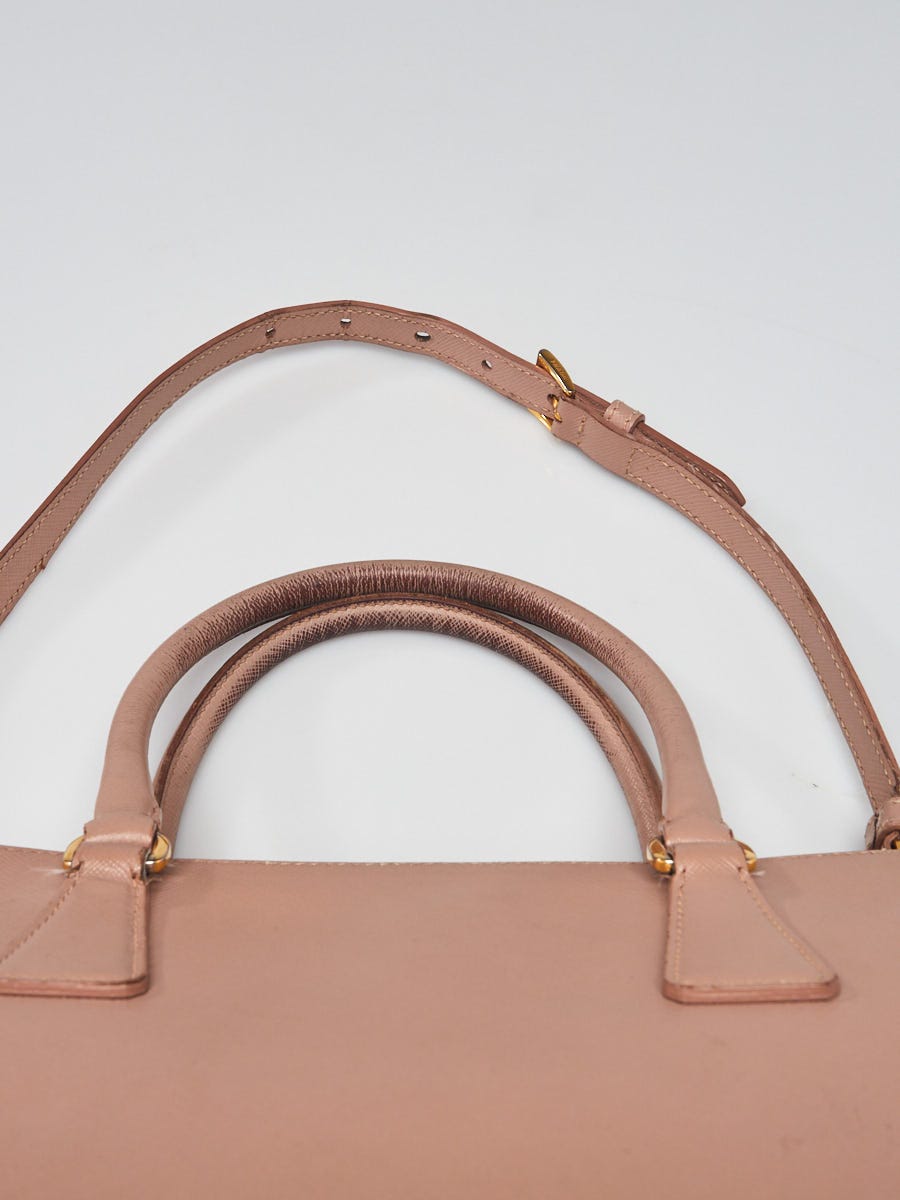 Prada Beige Saffiano Leather Double Zip Small Tote Bag BN1801 - Yoogi's  Closet