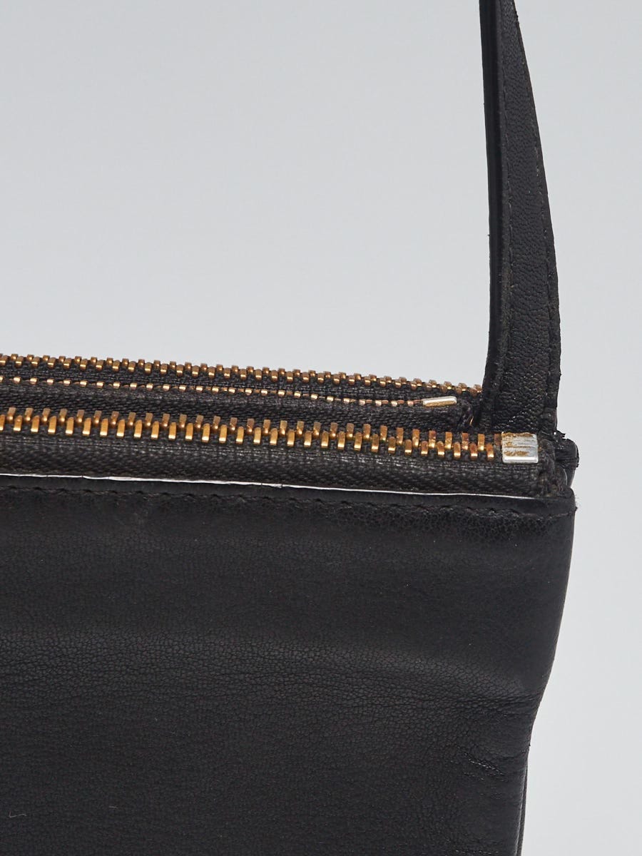 CELINE Trio bag Small Leather black Shoulder Bag Auth From JAPAN storage bag