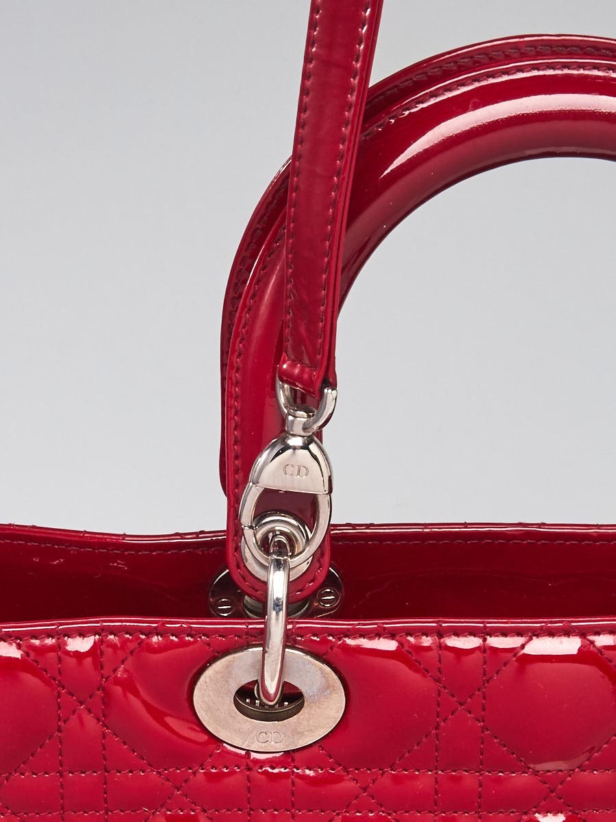 Christian Dior Red Cannage Quilted Patent Leather Mini Lady Dior Bag -  Yoogi's Closet