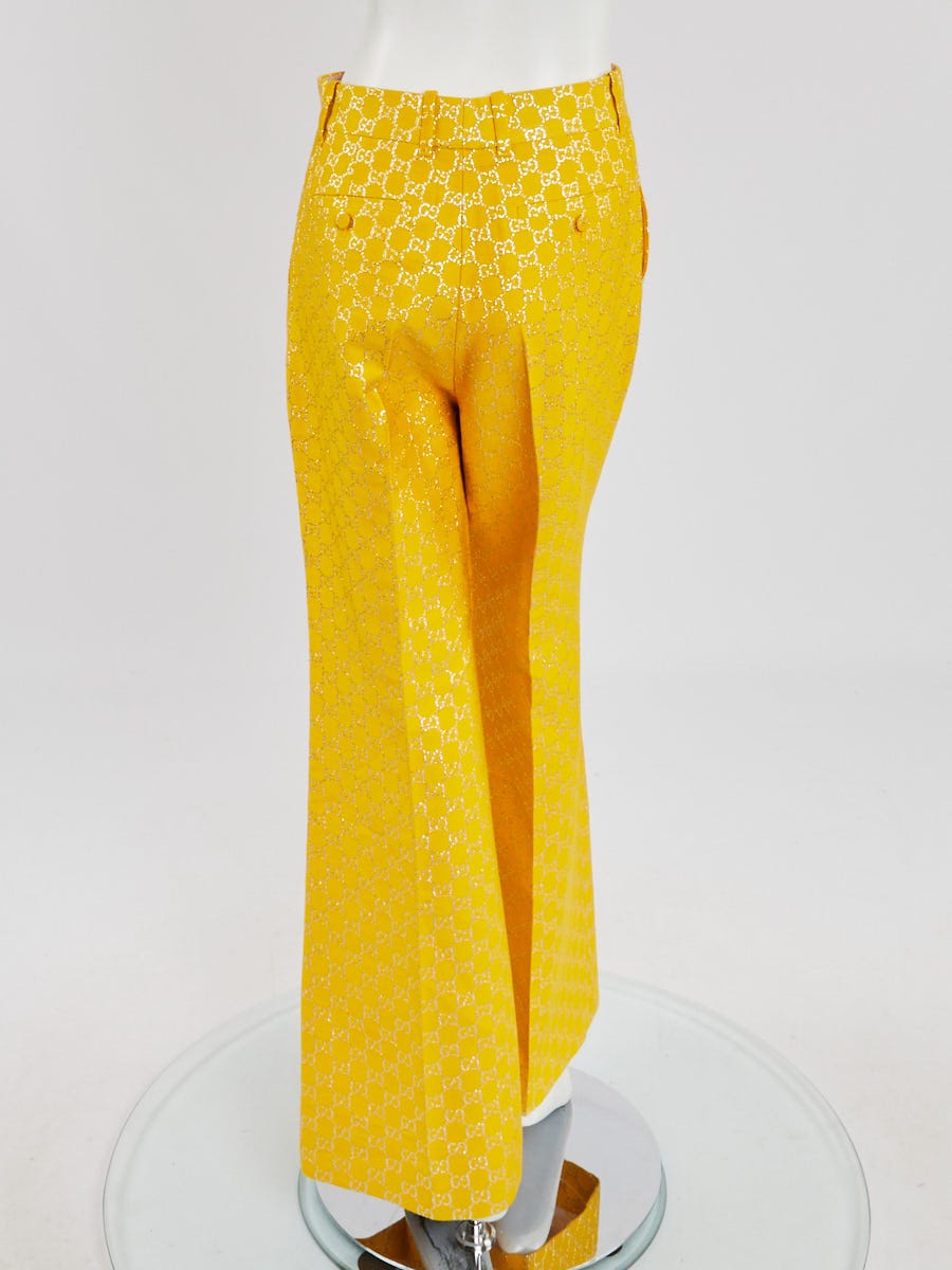 Gucci Pattern Print, Yellow Silk Cargo Pants US32, IT48 | M