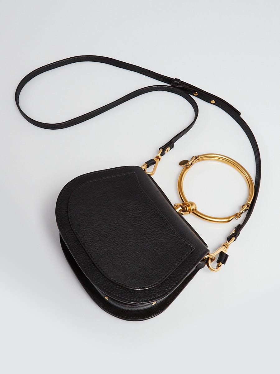Chloe Calfskin Suede Small Nile Bracelet Bag Black