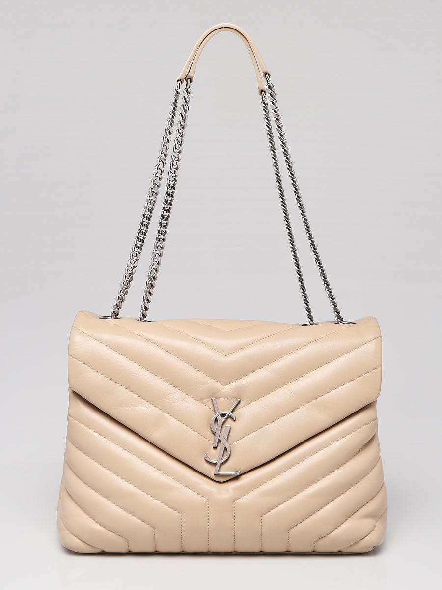 Yves Saint Laurent Beige Quilted Leather Medium LouLou Bag - Yoogi's Closet