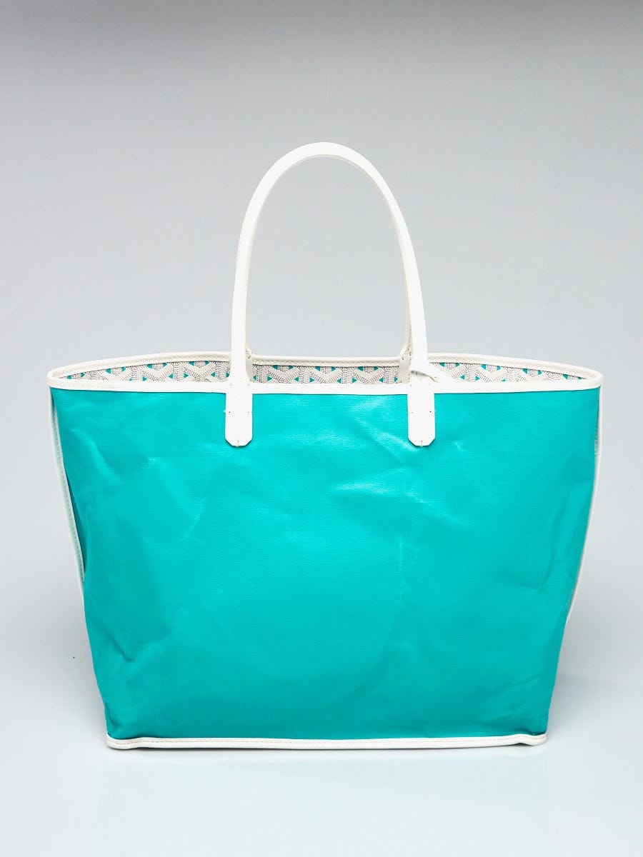 Rare Goyard Saint-Louis Voie-Claire PM Tote bag in White and Green canvas,  SHW at 1stDibs