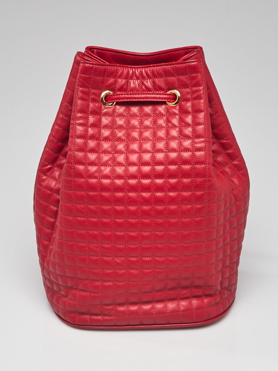 Celine Red Quilted Calfskin Leather Small C Backpack Bag - Yoogi's