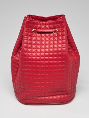 Gucci Red GG Embossed Velvet Small Backpack Bag - Yoogi's Closet
