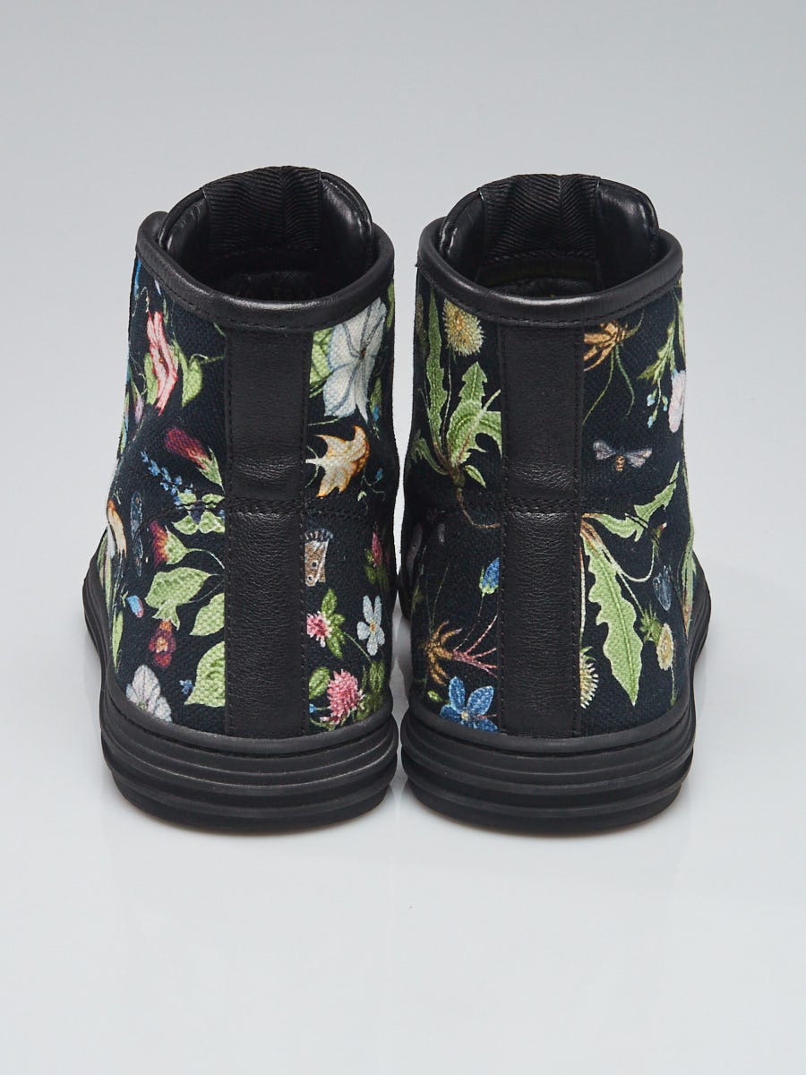 Gucci Black Floral Canvas High-Top Sneakers Size 9/39.5