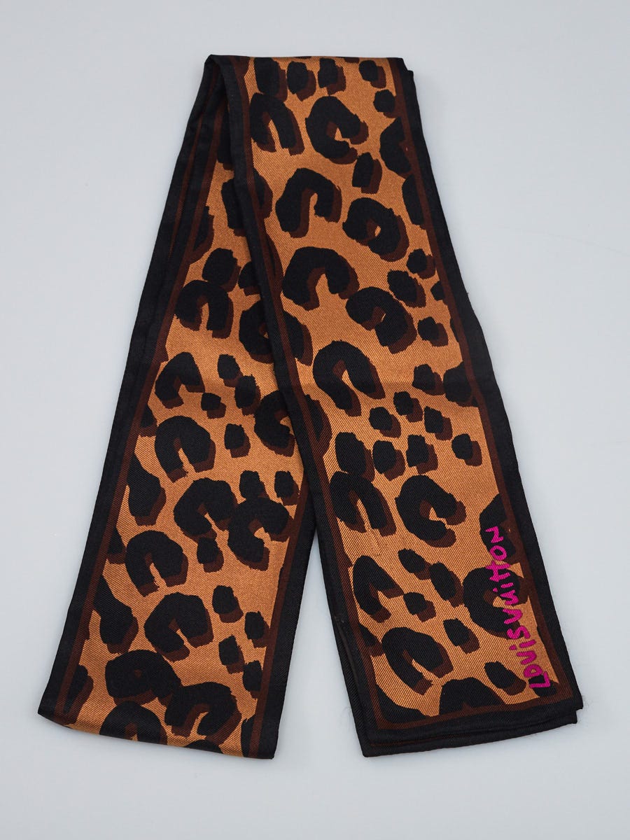 LOUIS VUITTON Silk Leopard Bandeau Scarf Marron 1275457