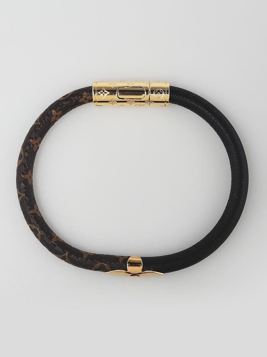 Louis Vuitton Black Leather and Monogram Canvas Daily Confidential Bracelet  - Yoogi's Closet