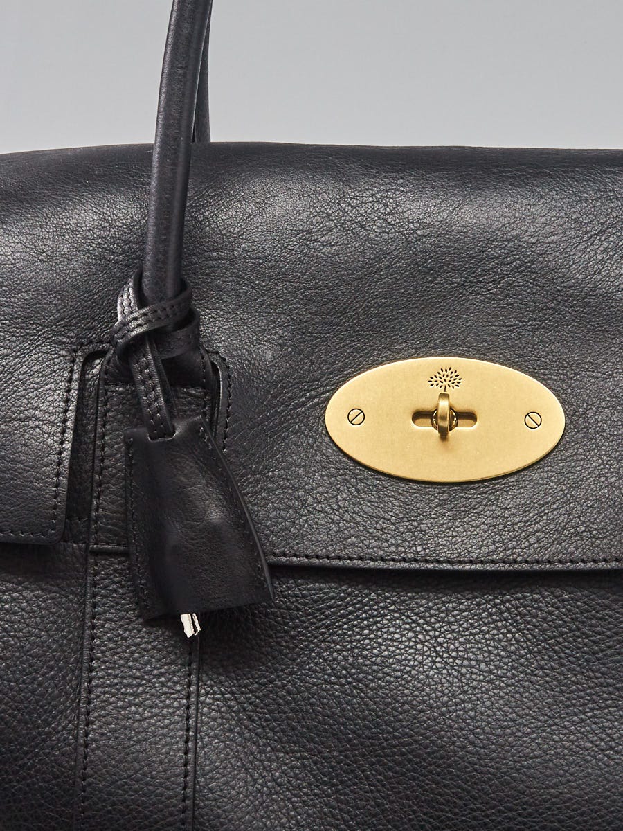 MULBERRY ウィークエンドバッグ Mulberry Black Pebbled Leather Bayswater Large Weekender Bag