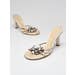 Chanel Beige Metallic Leather Faux Pearl Open Toe Sandals Size 6.5/37 - Yoogi's Closet