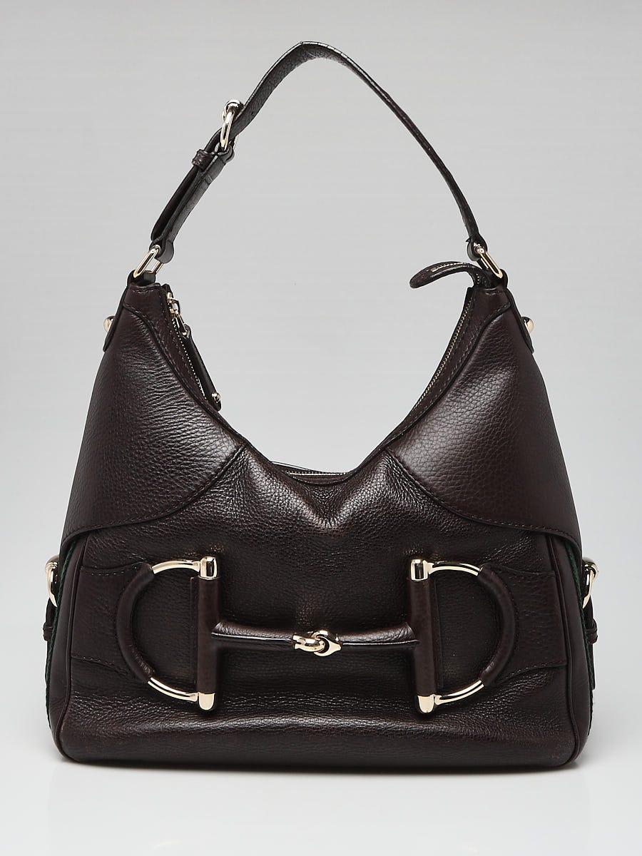 Gucci Brown Leather Vintage Web Horsebit Heritage Hobo Bag - Yoogi's Closet