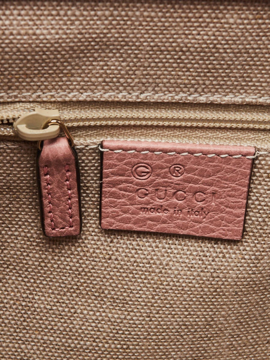Gucci Pink Pebbled Leather Interlocking Top Handle Bag