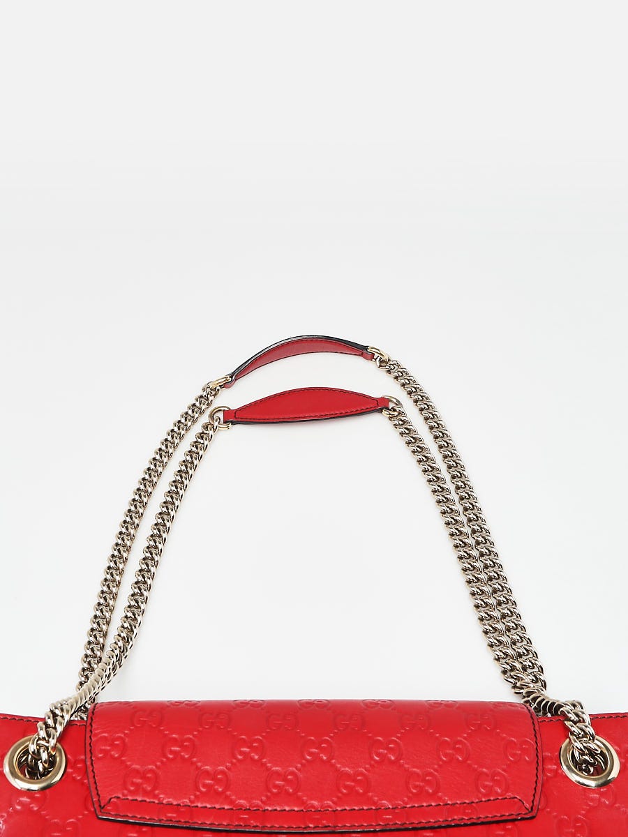 Gucci Red Guccissima Leather Large Emily Chain Shoulder Bag