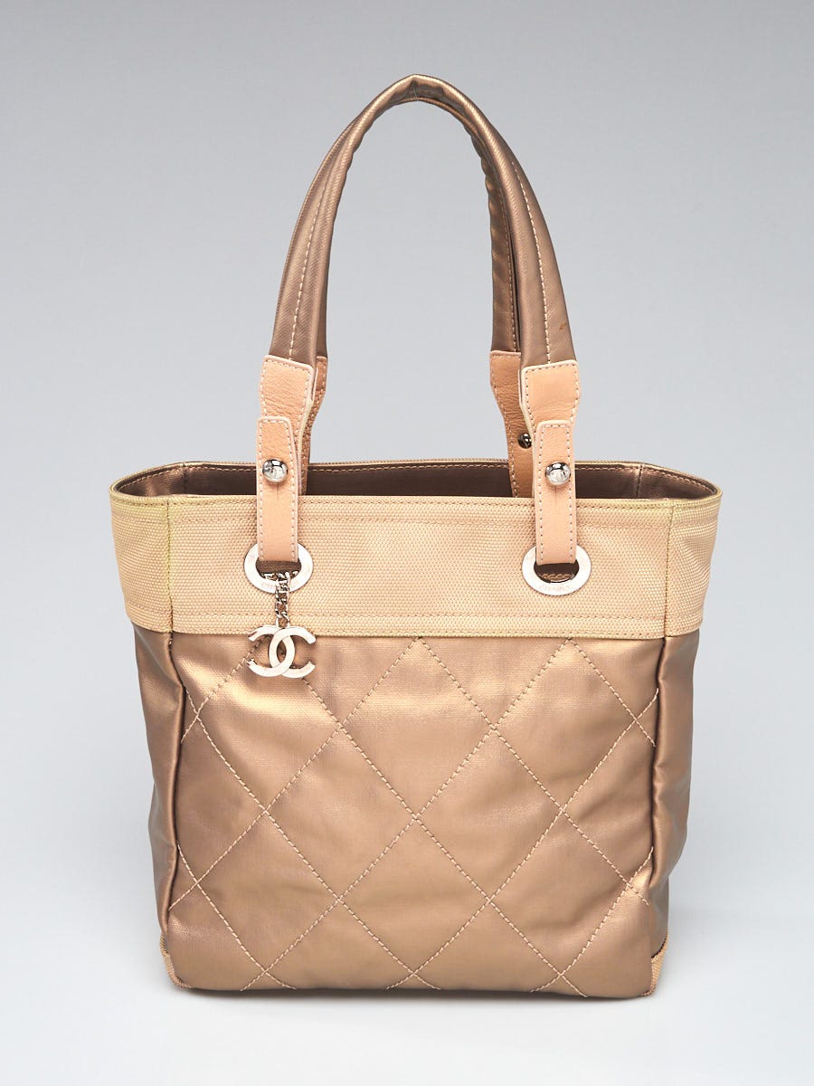 Chanel Gold Quilted Coated Canvas Paris-Biarritz Petite Shopping Tote Bag -  Yoogi's Closet