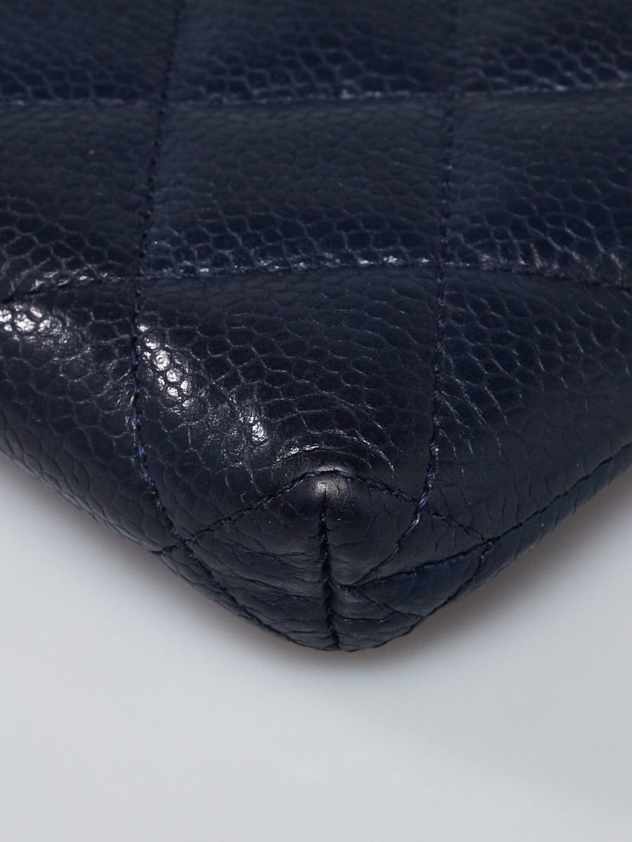 Chanel Navy Blue Quilted Caviar Leather CC O-Key Holder