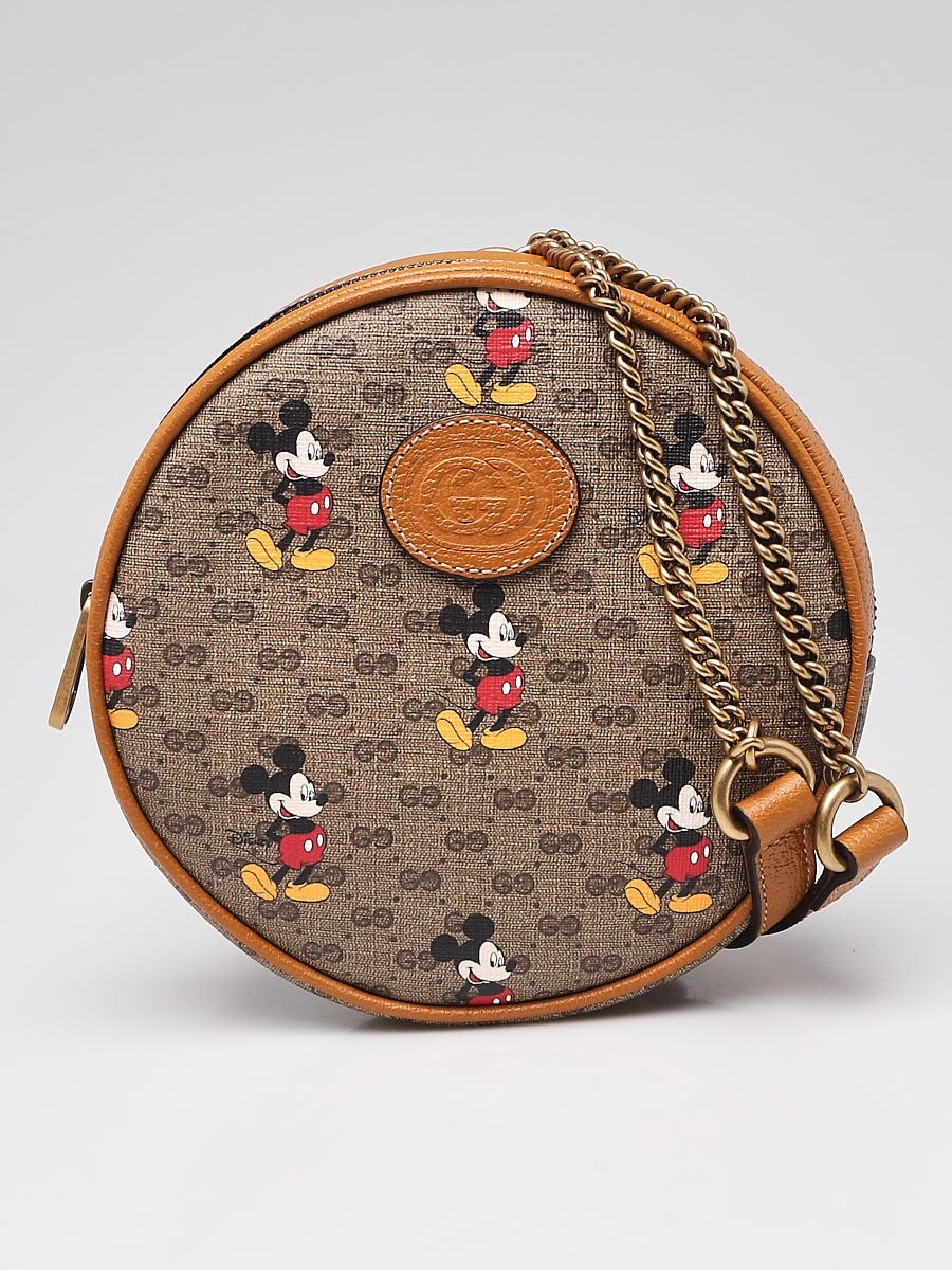 Gucci Disney Mini Vintage GG Supreme Monogram Mickey Mouse Round Shoulder Bag