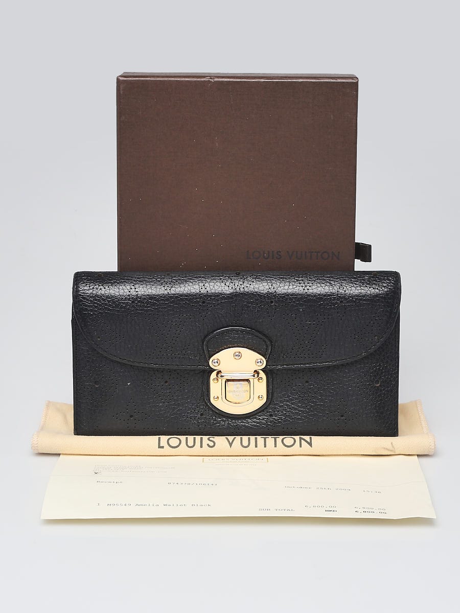 Louis Vuitton Black Monogram Mahina Leather Amelia Wallet For Sale